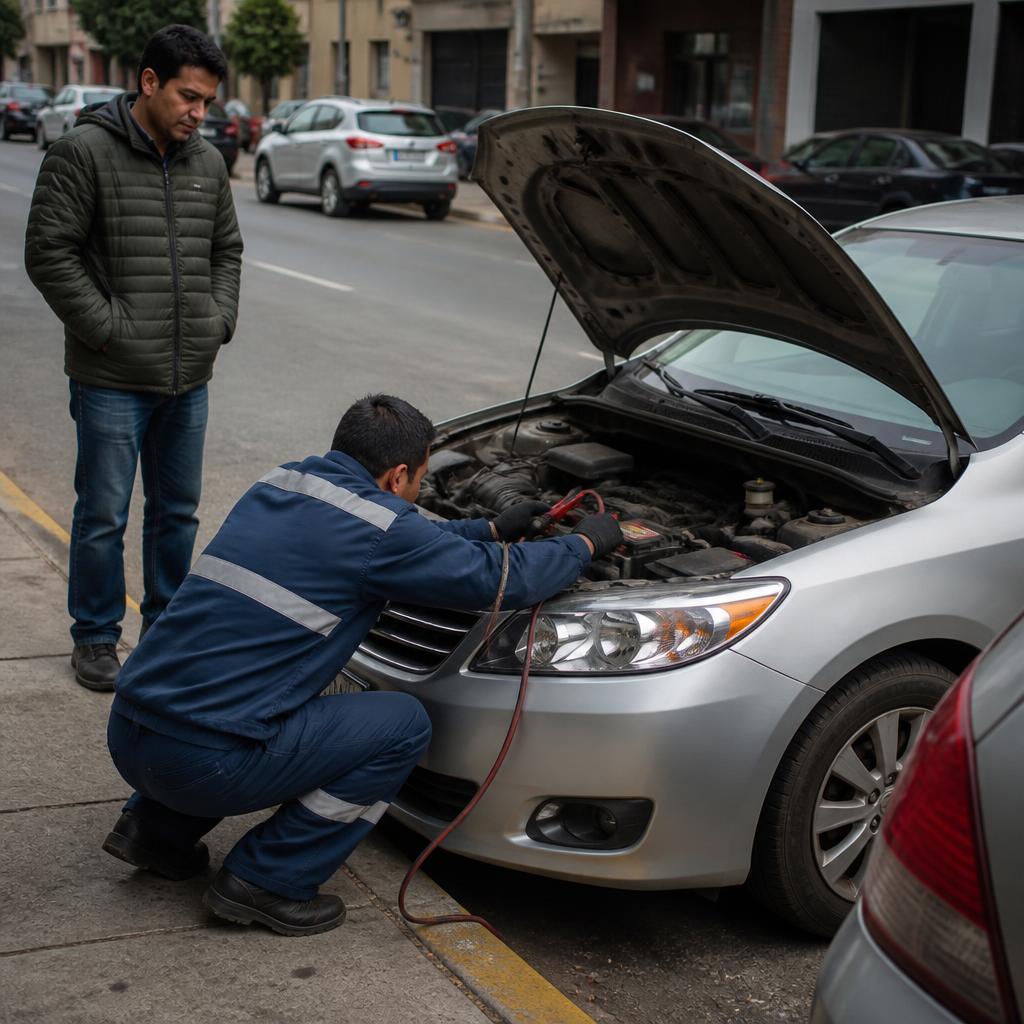 Técnico de ParkGO brindando auxilio mecánico a un conductor
